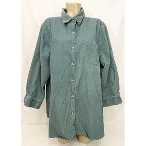 Mainstreet Blues Vintage Shirt Plus Size 1x 56" Corduroy Green Button-Down